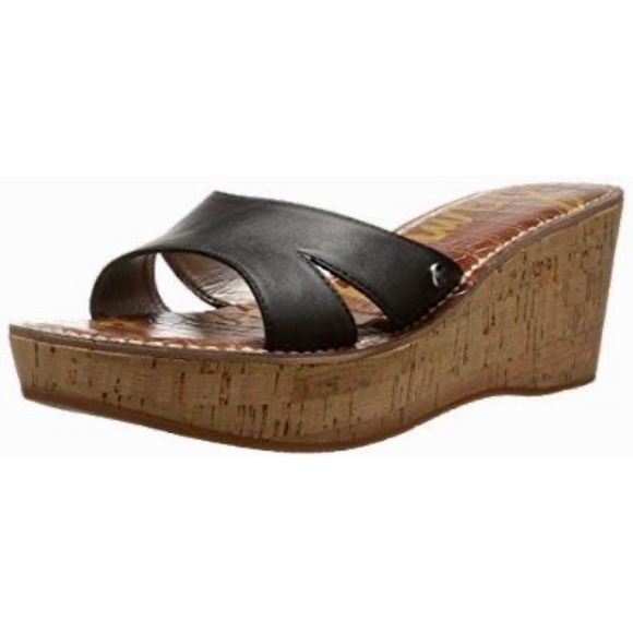 Sam Edelman Shoes - SAM EDELMAN Leather Platform Cork Wedge Sandals